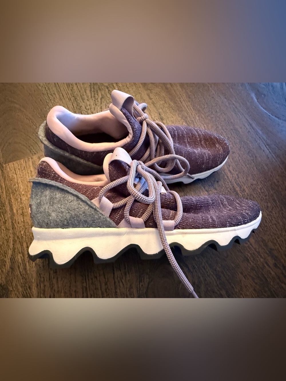 Sorel Women’s Lavender/Gray  Knit  Kinetic Lace Sneakers